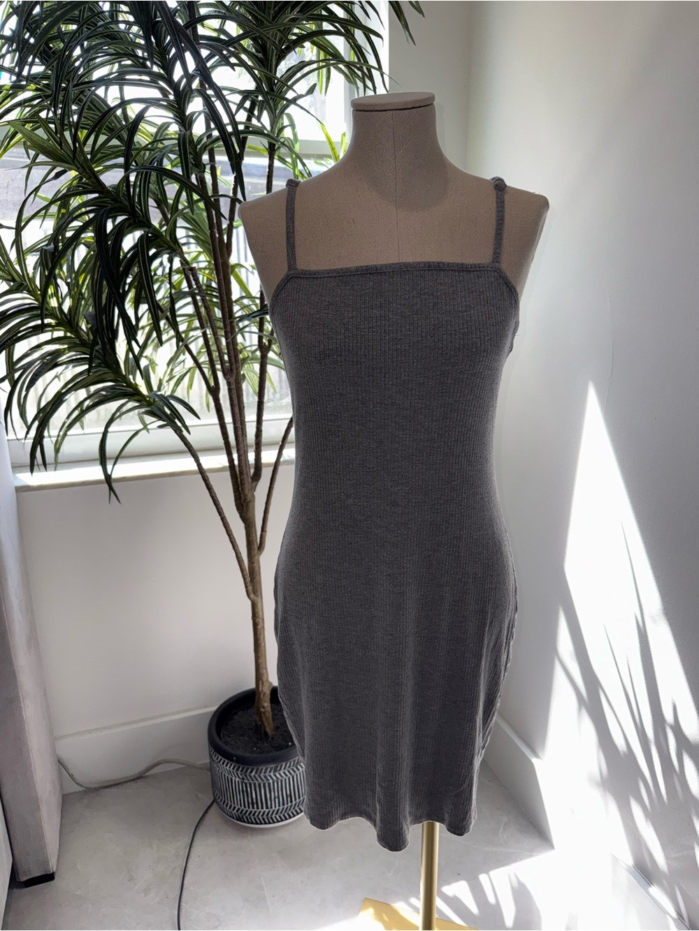 Bozzolo Ribbed Knit Spaghetti Strap Dress